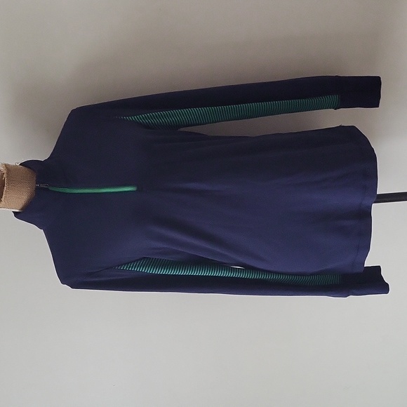 LULULEMON | Men's Navy Neon Green Half-Zip Large Long Sleeve Tee - Picture 2 of 13